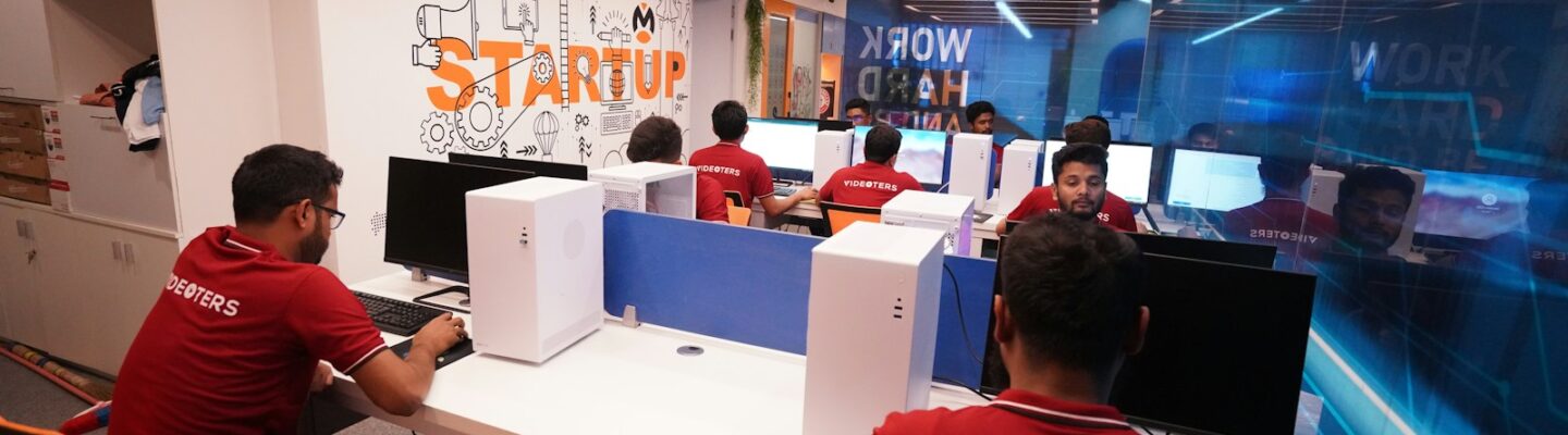 A group of people playing a video game