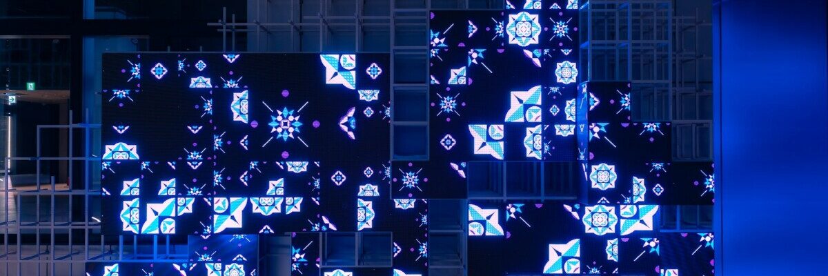 a group of squares that are on a wall