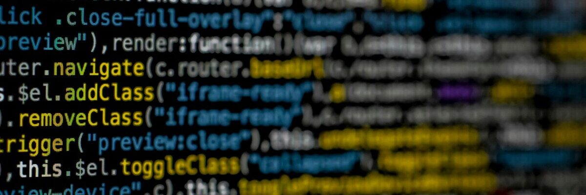 yellow and blue data code displayed on screen