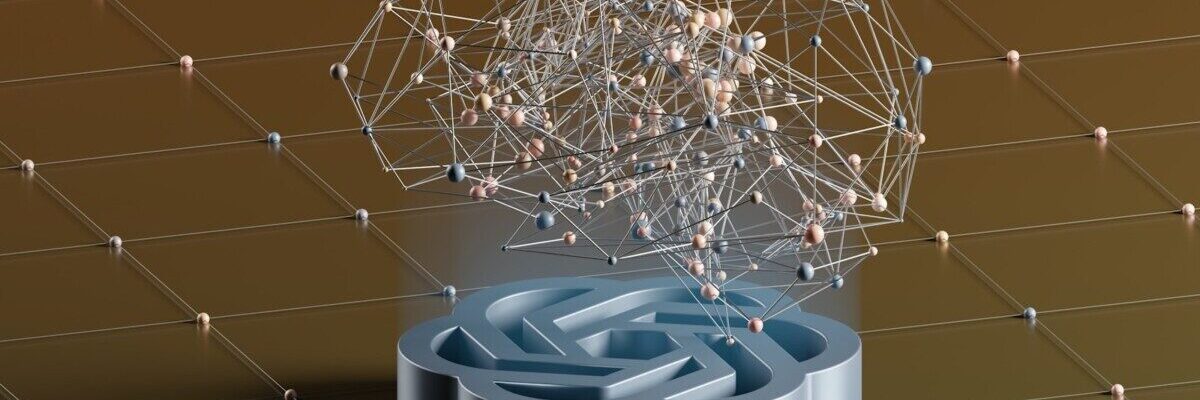 a computer generated image of a network and a laptop