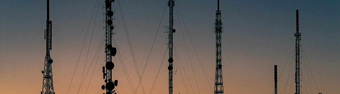 black towers during sunset